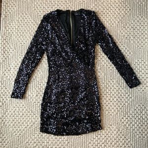 Black short sequin dress